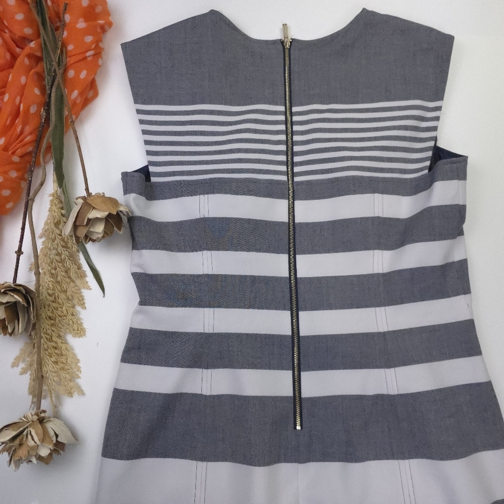 Tommy Hilfiger Women's Blue Grayish Striped Dress Sz 12 - Picture 8 of 10